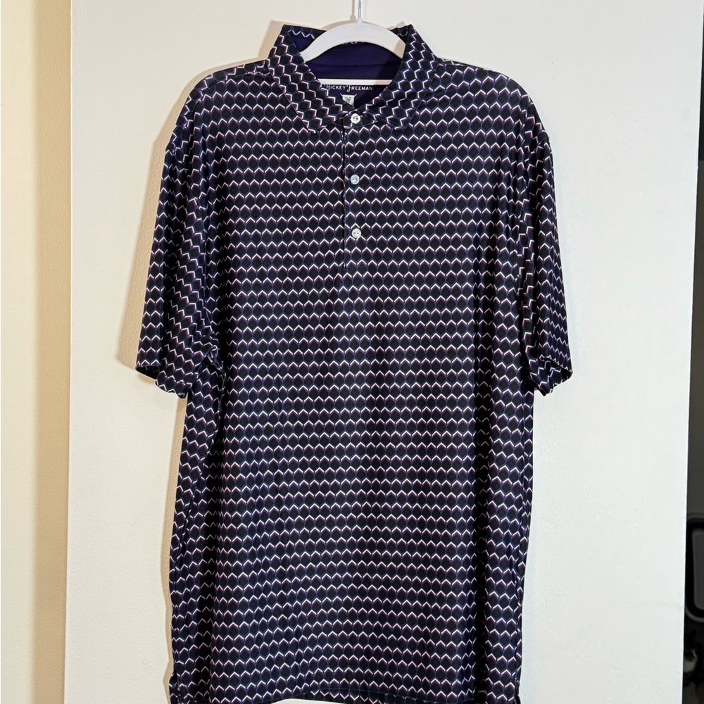Hickey Freeman Navy, Purple, and White Polo Shirt